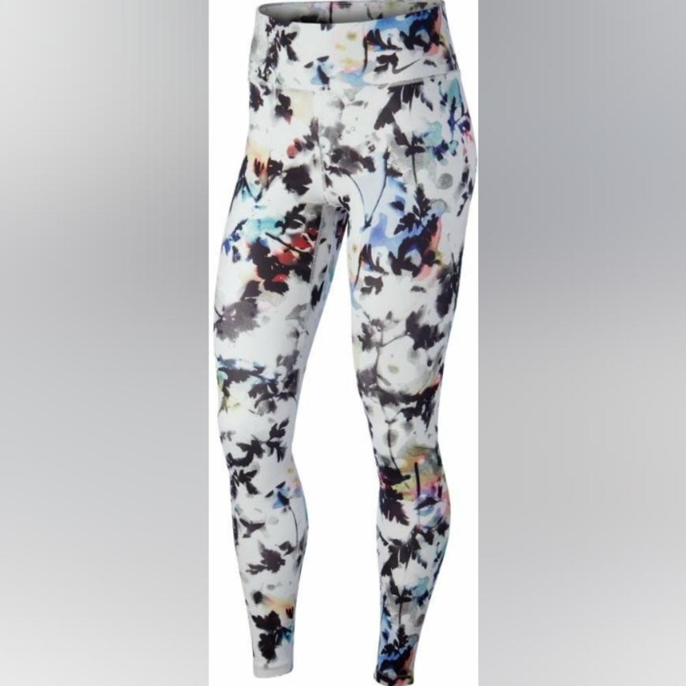 Nike White Dri-Fit Floral Abstract Print Leggings Size Medium